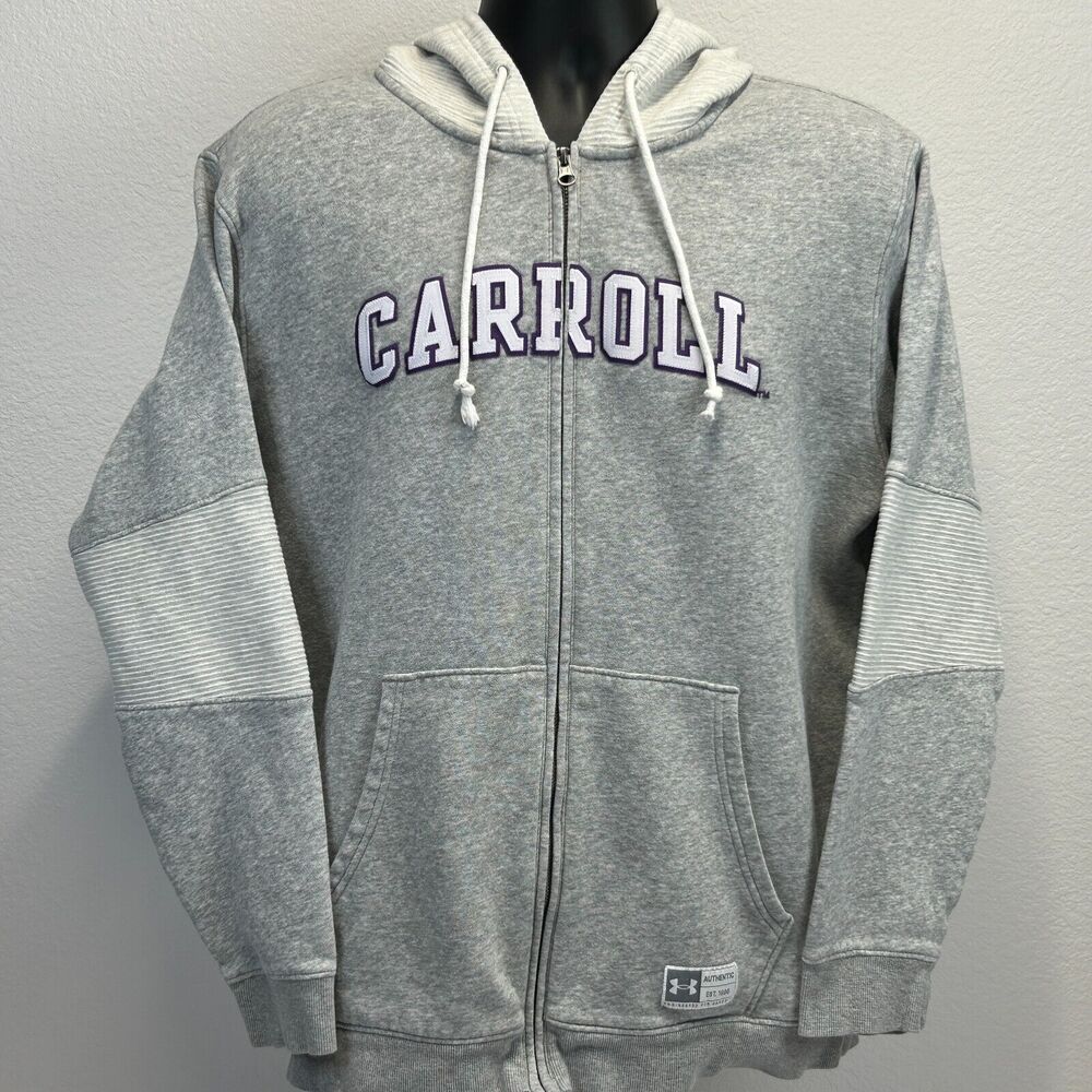 Carroll College Saints Hoodie Unisex L Large Under Armour Hooded Sweatshirt Gray